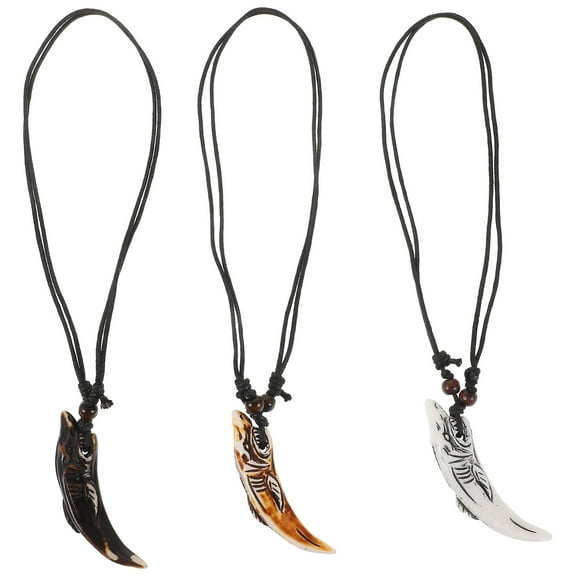 Durable Resin and Wood Necklace with Design for Decor Assorted Color 3pcs