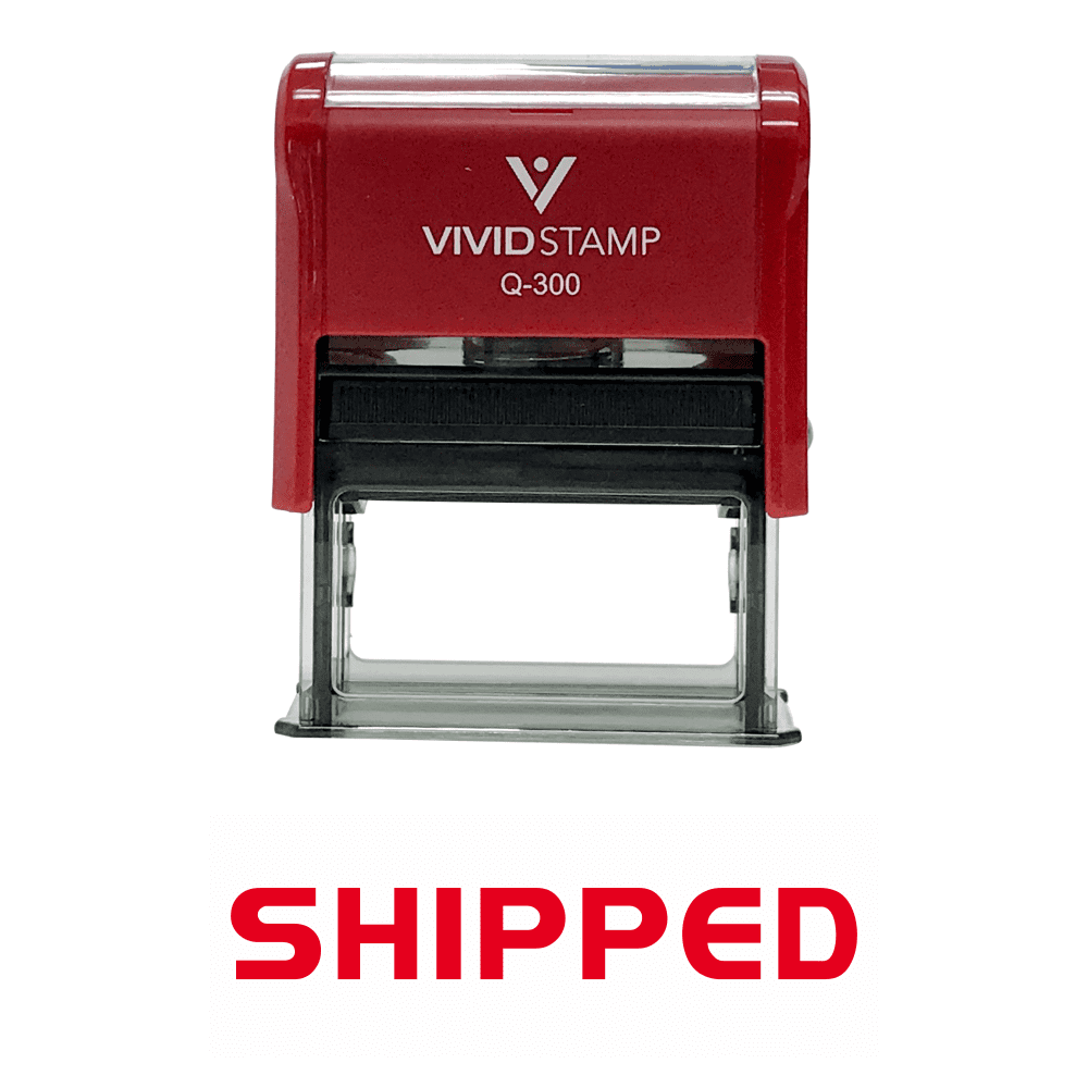 Shipped Self Inking Rubber Stamp Red Ink 