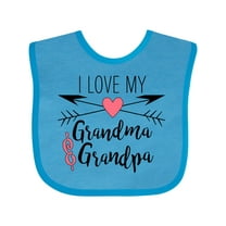 Inktastic I Love My Grandma and Grandpa Heart and Arrows Boys or Girls Baby Bib