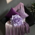 thumbnail image 3 of JWH 3D Handmade Decorative Round Soft Lilac Gauze Rose Flower Accent Pillows for Sofa Bedding 12inch Light Purple, 3 of 9