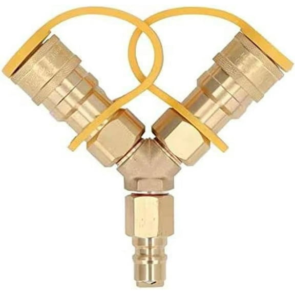 1/2'' Y Splitter Propane Quick Connect Fittings,Natural Gas Conversion Kit for Grill,Suitable for Natural Gas Grill,Portable Power Generator,Patio Heater,Pizza Oven, Outdoor Firepit
