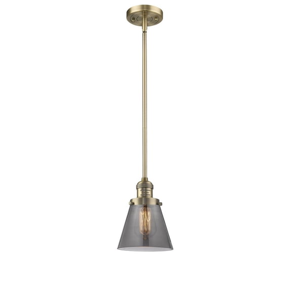 Innovations 201S-BB-G63-LED Small Cone 1 Light Mini Pendant part of the Franklin Restoration Collection, Brushed Brass