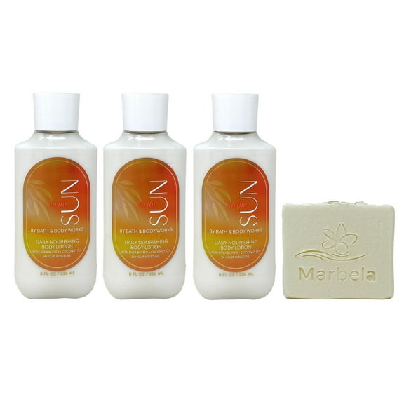 Bath & Body Works In The Sun 3 Pack Body Lotion Bundle with a Natural Oats Bar Soap - Full Size
