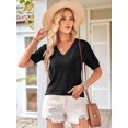 thumbnail image 5 of Women'S Tops Spring Summer Short Sleeve Sweater Fashion Trendy Dressy Casual Outfit Versatile Knit Blouse Black XL, 5 of 7