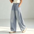 thumbnail image 5 of Women's Fashion Casual High Waist Wide Leg Jeans Loose Fit Simple Style Denim Long Pants Streetwear with Pockets Light Blue M(M), 5 of 7