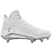 NEW Mens Under Armour Hammer Mid D Football Cleats White / Silver Size 9.5 M