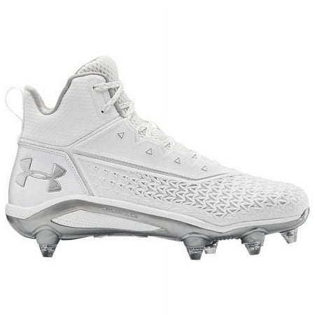 NEW Mens Under Armour Hammer Mid D Football Cleats White / Silver Size 10.5 M