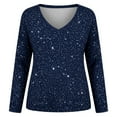 thumbnail image 4 of oqasdz Sweatshirt for Women Sequin Drop Shoulder Long Sleeve Performance Festival for V Neck Interior Comfort Cozy Casual Outdoor, 4 of 5