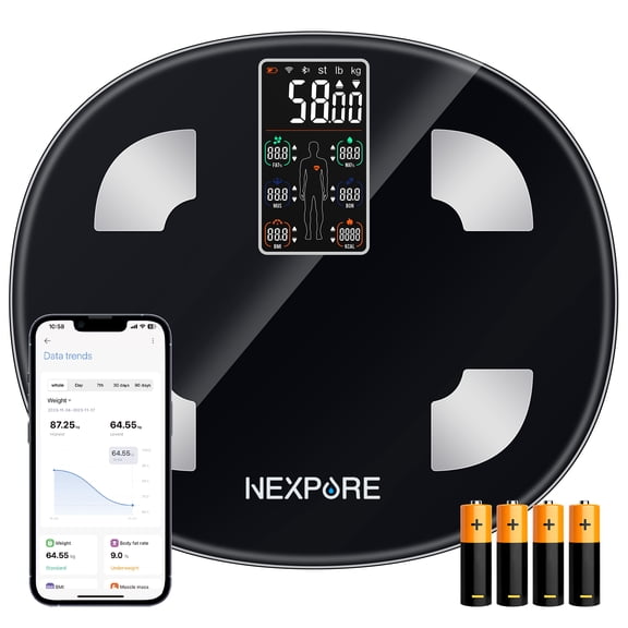 NEXPURE Smart Body Weight Scale, 24 Measurements Digital BMI Bathroom Scale, with Body Fat & Muscle Mass, Bluetooth, 400lb