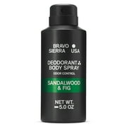 Bravo Sierra Deodorant Body Spray for Men, Sandalwood & Fig, 5 oz