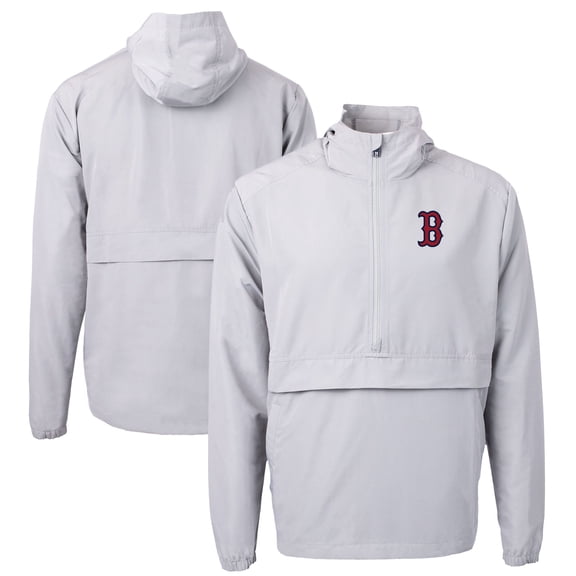 Men's Cutter & Buck Gray Boston Red Sox Charter Eco Recycled Half-Zip Anorak Jacket