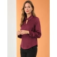 thumbnail image 4 of INSPIRE CHIC Blusa con cuello de satén para mujer, elegante, de manga larga, para oficina, de trabajo borgo?a XL, 4 of 6