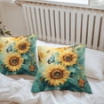 thumbnail image 7 of Waterproof Throw Pillow Covers Set of 2, 24x24 Inch Yellow Sunflower Butterfly Decorative Pillowcases Outdoor Pillow Slip Cushion Covers Set for Couch Tent Teal Leaves Retro Abstract, 7 of 7