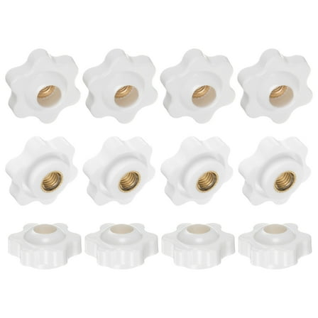 Uxcell 12Pack 6 Star Knobs 1/4"-20 Female Thread Through Hole Brass Handles White 25mm
