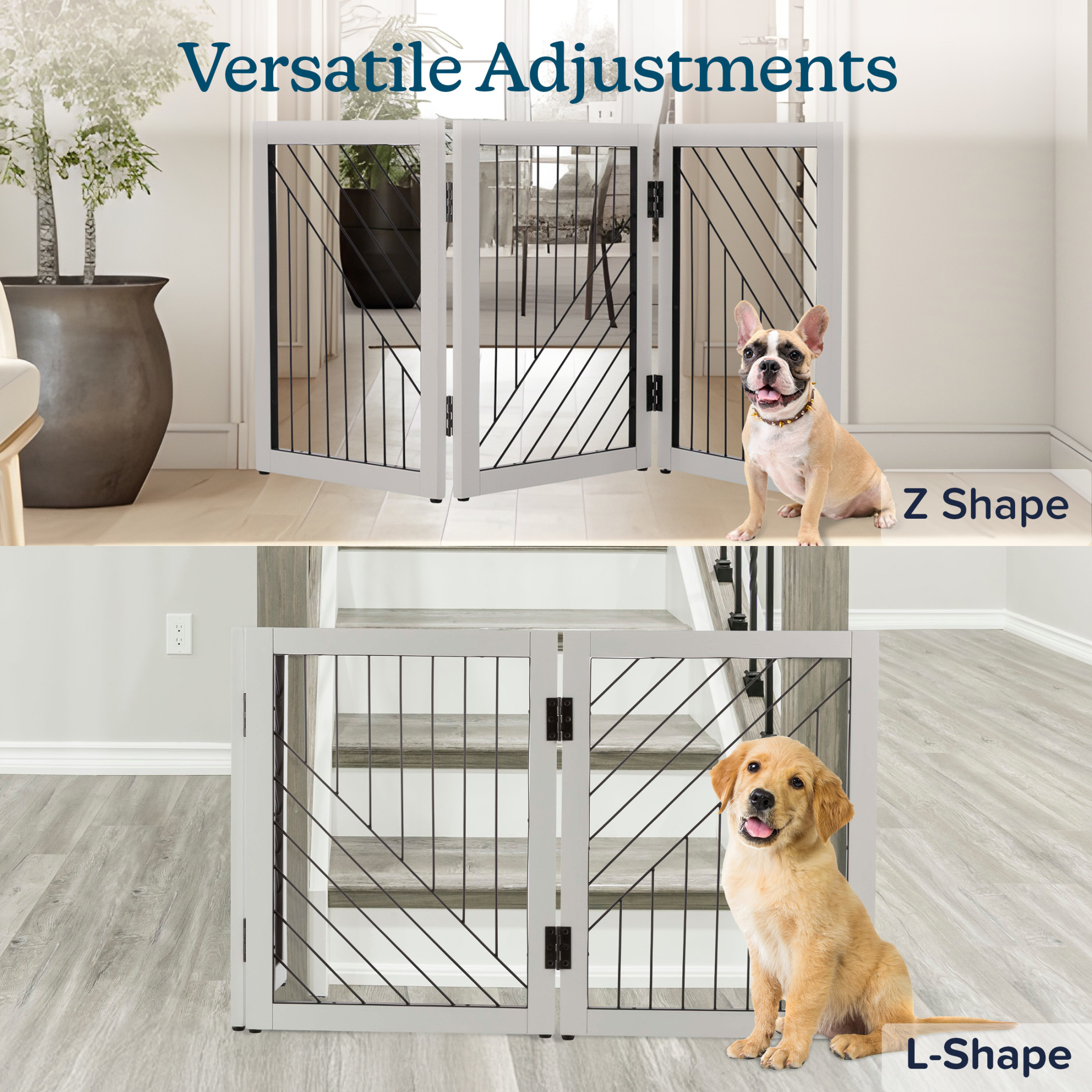 PETMAKER 3-Panel Freestanding Dog Gate - 55x24-Inch Foldable Indoor Pet Fence (White)