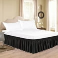 thumbnail image 3 of Wrap Around Bed Skirts 30" Drop, Fully Elastic Dust Ruffle, Soft and Luxury, Fade Resistant, Machine Washable Luxurious Fabric, Twin Size - Black Solid., 3 of 4