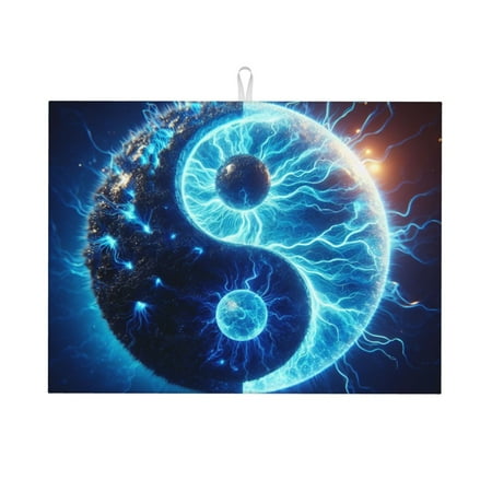 

Adobk Blue Yin And Yang Print Microfiber Dish Drying Mat Baby Bottle Drying Mat Kitchen Counter Dish Mat Super Absorbent