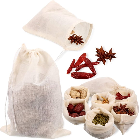 24 Pcs Spice Cooking Cheesecloth Bags for Straining Reusable Empty Tea Drawstring Soup Muslin Bags(7.8 x 9.8 Inch)