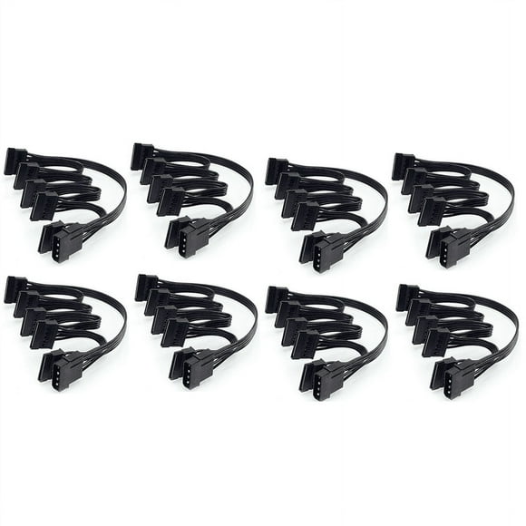 8X 4Pin IDE to 5-Port Power Supply Cable 4Pin Molex to Multi SATA Port 18AWG Wire Power Cord for Hard Drive HDD SSD PC