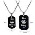 thumbnail image 6 of Uloveido His Queen and Her King Black Titanium Couples Pendant Necklaces with Crown Tag - His and Hers Matching Wedding Jewelry Sets for Boyfriend Girlfriend SN115 (Black Pairs), 6 of 6