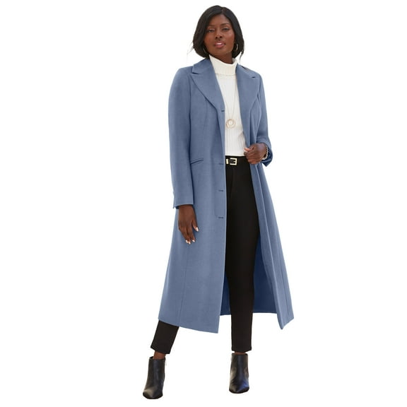 Jessica London Women's Plus Size Full Length Wool Blend Coat