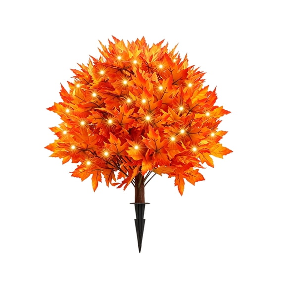 Lighted Artificial Maple Topiary Tree with Ground Spike,Waterproof LED Fall Foliage Decor for Garden Pathway,Halloween Thanksgiving Outdoor Indoor Display,1 Piece