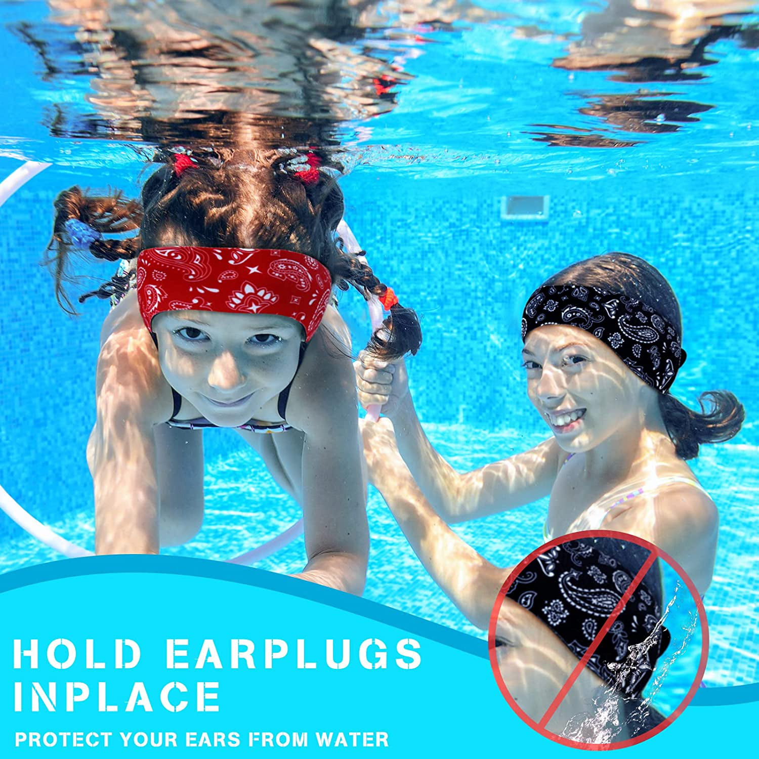 M, M JKRED Pool Tools Swimming Headband Adjustable Surfing 6 PCS Ear Headband for Adult Kids jkred-a93 
