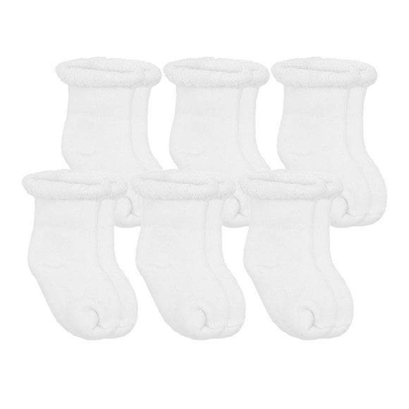 Kushies Lot de 6 Chaussettes pour Nouveau-Nés en Tissu Éponge - Blanc (0-3 Mois)