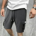 thumbnail image 5 of Pxkloy Mens Shorts Mens Casual Sweat Cargo Cotton Shorts Drawstring Elastic Waist Athletic Workout Gym Jogger Shorts with 5 Pockets Big and Tall Tooling Shorts 2024 Dark Gray, 5 of 7