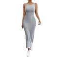 thumbnail image 1 of xiaxaixu Femmes Tricot Robe, Sans Manches Dos Solide Slim Ajustement Robe Longue d'Été pour Cocktail de Fête, 1 of 9