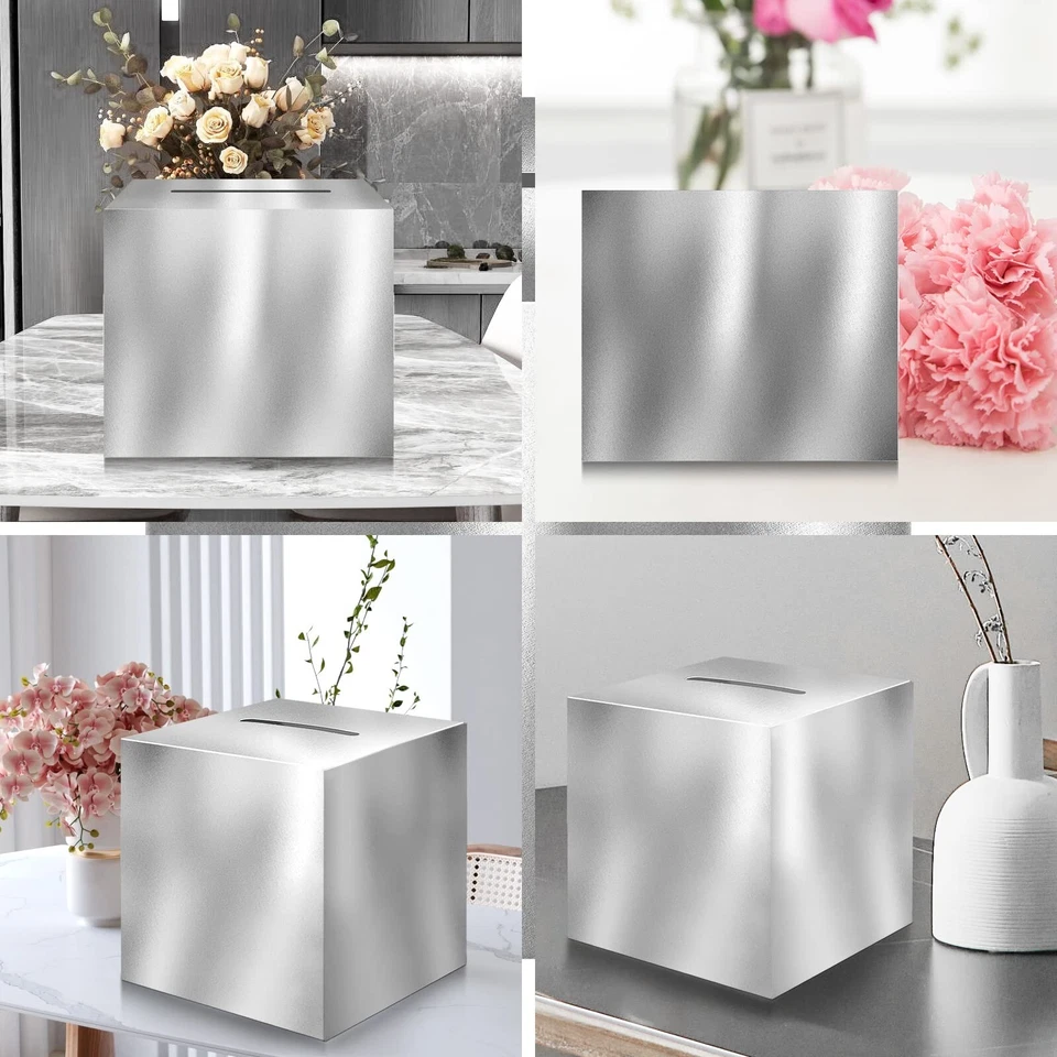 BUTTERFLY- 10"X10" Shining Silver Large Envelope Party Gift Card Money Box Wishing Well,