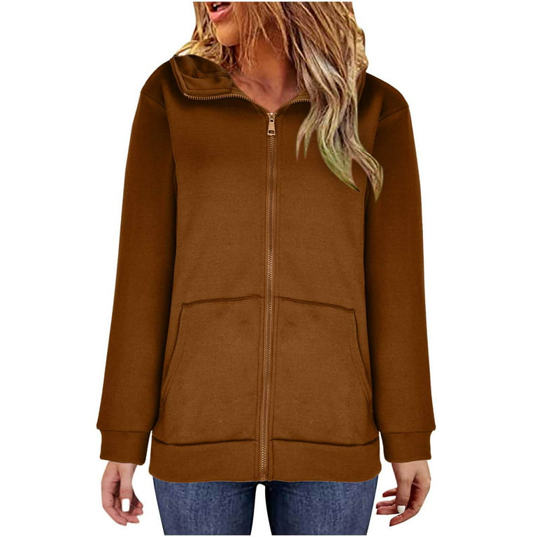 Womens Oversized Hoodies Sweatshirts,Women's Solid Color Hoodie Zipper Long  Sleeve Sweatshirts Long Coat Tops With,Casual Comfy Fall Fashion Outfits  Clothes 2023,on Clearance 