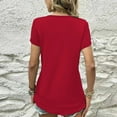 thumbnail image 6 of Summer Oversized Tshirts For Women Casual Solid V-Neck Hooded Short Sleeve Women's Blouses Tee Tops - Red∣S, 6 of 9