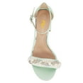 thumbnail image 4 of FSJ Women Graceful Chunky Heel Round Open Toe Sandals Single Buckle Strap Pearl Rhinestones Decor Pumps Wedding Party Shoes Size 16 Mint Green, 4 of 5