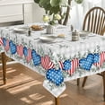 thumbnail image 3 of 4th of July Tablecloth 60x84 Inch, Patriotic Eucalyptus Hearts Independence Day Memorial Day Table Cover for Party Picnic Dinner Decor, 3 of 6