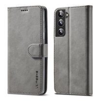 Allytech Slim Wallet Case for Samsung Galaxy S24 with 3 Card Slots & Cash Pocket, Premium PU Leather Kickstand Magnetic Clasp Soft TPU Inner Shockproof Protective Flip Cover Case - Gray
