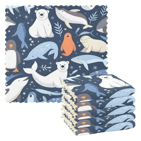 

Bear Seal Penguin Kitchen Towels 6 Pcs Dish Towels Absorbent Soft Quick Dry Towel Dish Rags for Washing Dishes