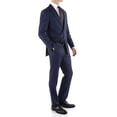 thumbnail image 2 of Ferrecci Men's Mason Slate Blue Wool Slim Fit Notch Lapel 2 Piece Suit with Matching Flat-Front Dress Pants (42 Short), 2 of 7