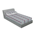 thumbnail image 2 of Ambesonne Ethnic Fitted Sheet & Pillow Sham Set, Native Old Motifs, Twin, Dark Coral Pale Grey, 2 of 2