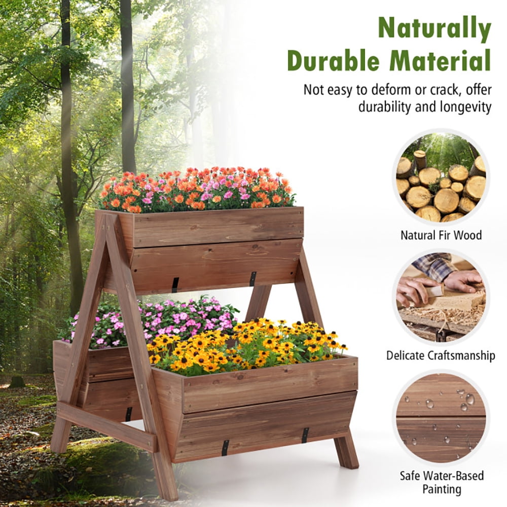 Spaco Vertical Raised Garden bed with 3 Wooden Planter Boxes-S, Outdoor Elevated Flower Box for Backyard/Patio/Gardener