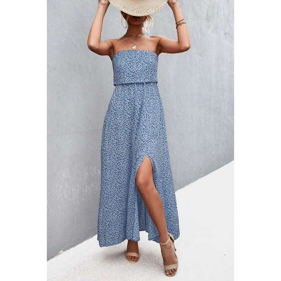 Strapless Split Maxi Dress