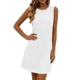 thumbnail image 2 of ClodeEU Women's Round Neck Sleeveless A-Line Mini Dress,Casual Loose Fit Sundress White,Women's Plus XXL, 2 of 8