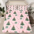 thumbnail image 2 of Homewish Cartoon Xmas Tree Queen Sheet Sets for Kids, Kawaii Bowknot Candy Flat Sheet, Winter Christmas Theme Queen Fitted Sheet, Microfiber Bedroom Decor, 4-Piece, 2 of 7