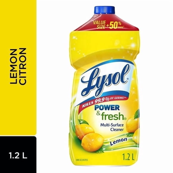 Lysol Nettoyant Tout Usage, Verser, Citron, Nettoyant Multi-Surfaces, 1,2 L