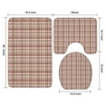 thumbnail image 3 of Beige Brown and Red Checkered Pattern Bathroom Rugs Sets 3 Piece,Toilet Cover Set,Absorbent Non Slip Bathroom Mats Sets with U-Shaped Contour Rug Toilet Rug Set, 3 of 5