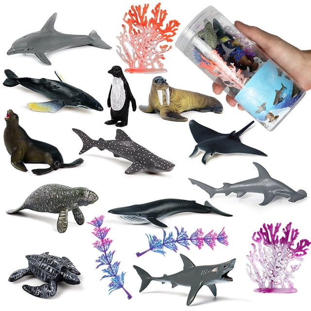 Juego de juguetes de animales marinos, juego de juguetes de animales marinos, figuras de animales marinos, figuras de animales marinos, juguete oceánico, características mejoradas