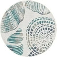 thumbnail image 1 of Unique Loom Outdoor Coastal Beach Shells Rug 4' x 4' Round Ivory/Blue, 1 of 1