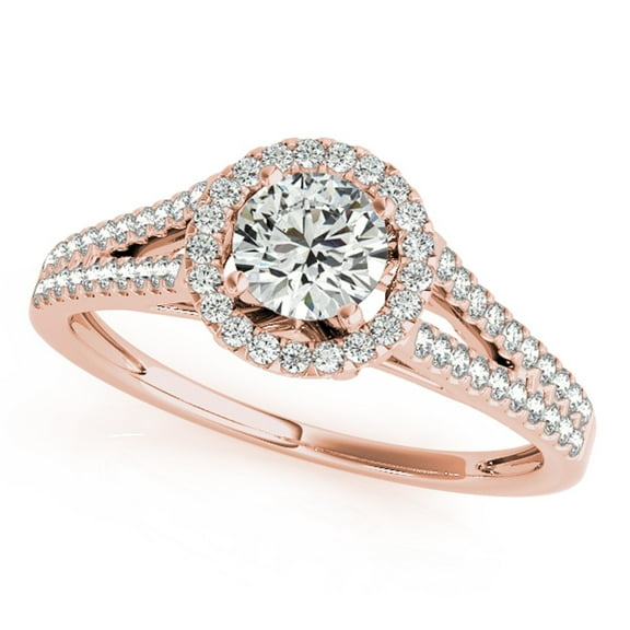 Aonejewelry 1/2 Carat Halo Diamond Engagement Ring 14K Solid Rose Gold