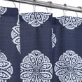 thumbnail image 2 of Shower Curtains, Decorative Medallion Damask Print 200GSM Fabric Shower Curtains with Reinforced Buttonholes for Bathroom, Navy Blue, 72"x84", 2 of 6