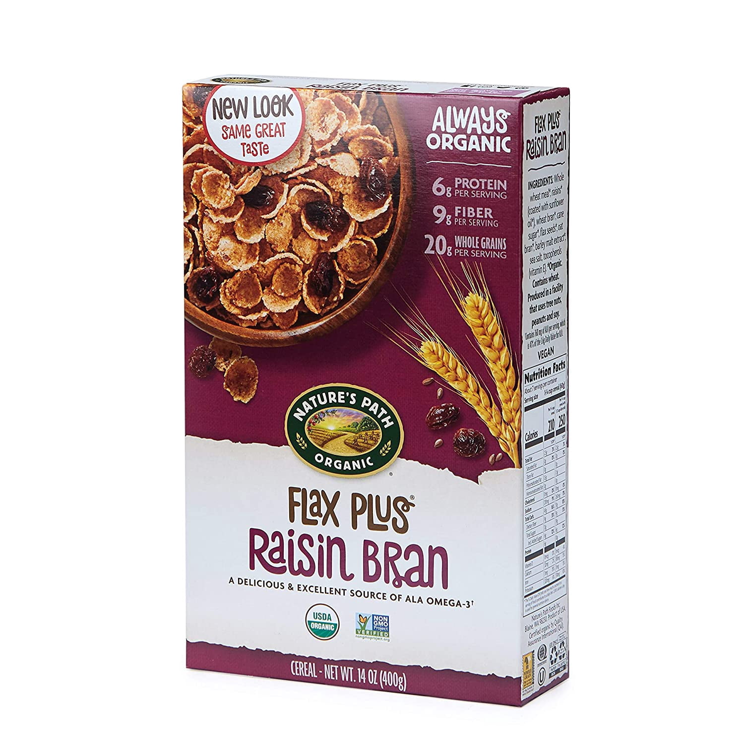 Natures Path Flax Plus Raisin Bran Cereal, Healthy, Organic, 14 Ounce